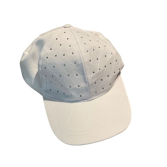 Baseball cap Velcro closure white cotton with silver studs - Picture 1 of 2